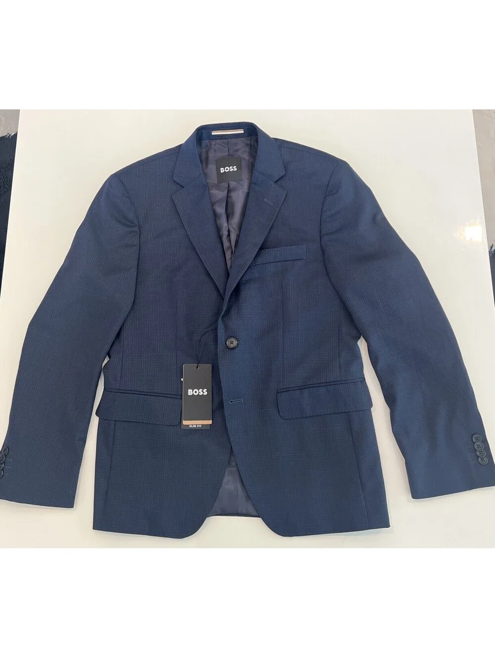 $595 Hugo Boss Men’s Virgin Wool Suit Jacket Dark Blue Slim Fit Size 38S